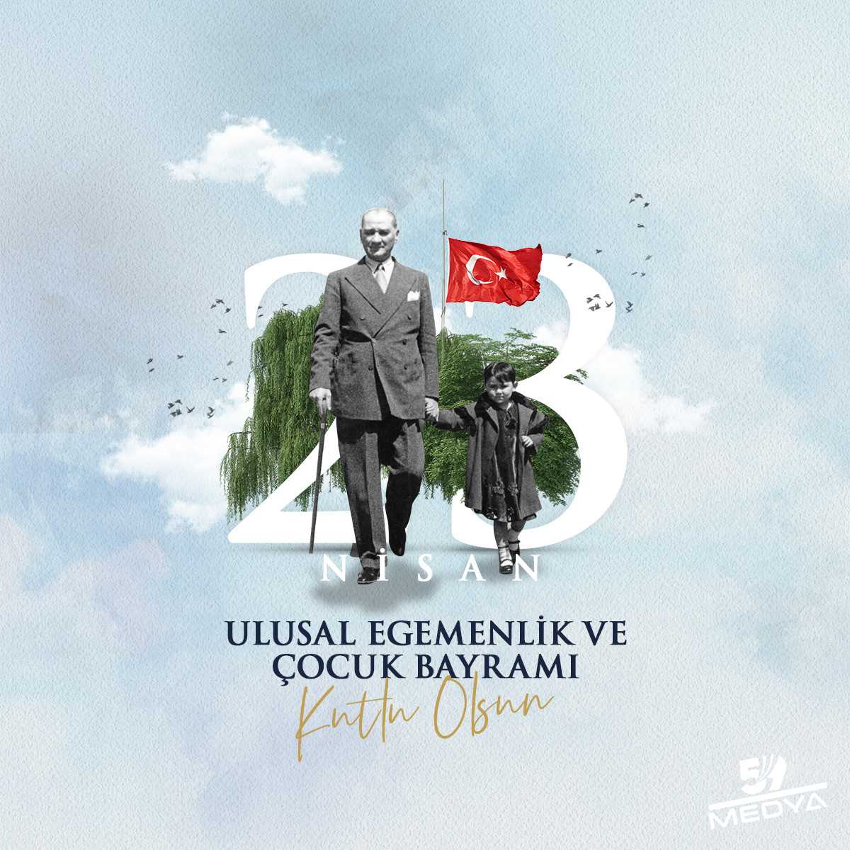 23 Nisan Atatürk ve Çocuk Temalı Premium Tasarım - Yüksek Çözünürlük