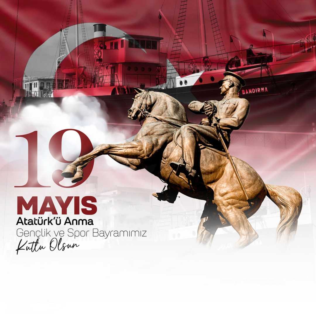 19 Mayıs Atatürk’ü Anma, Gençlik ve Spor Bayramı - Premium Bandırma Vapuru ve Onur Anıtı Tasarımı